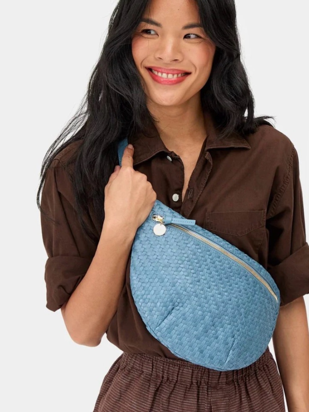 Clare V Grand Fanny Cross Body Bag - Blue